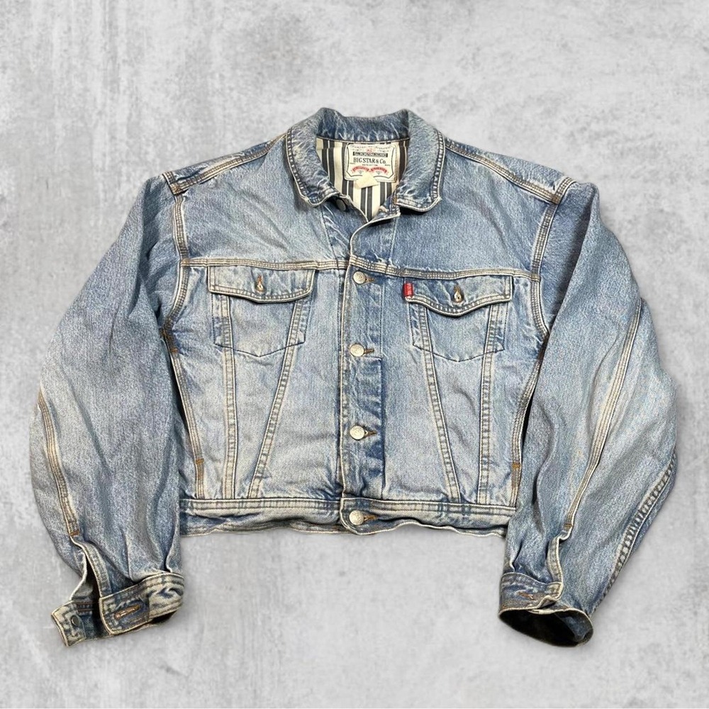 90s Vintage Big Star Denim Jacket Blue Men's Size M Trucker Jean Jacket Retro